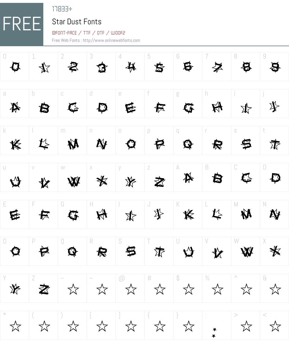 Star Dust Font Screenshots
