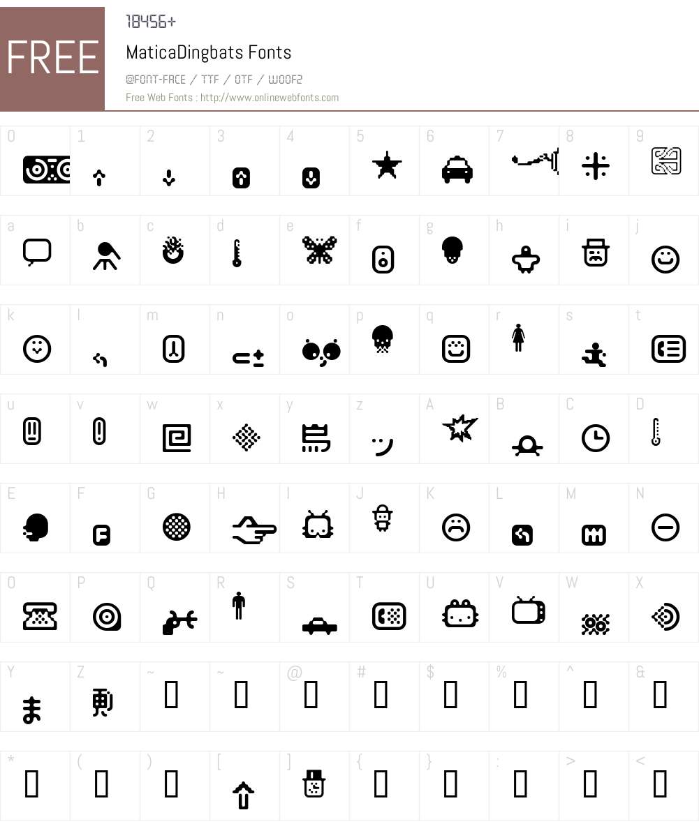 MaticaDingbats Font Screenshots