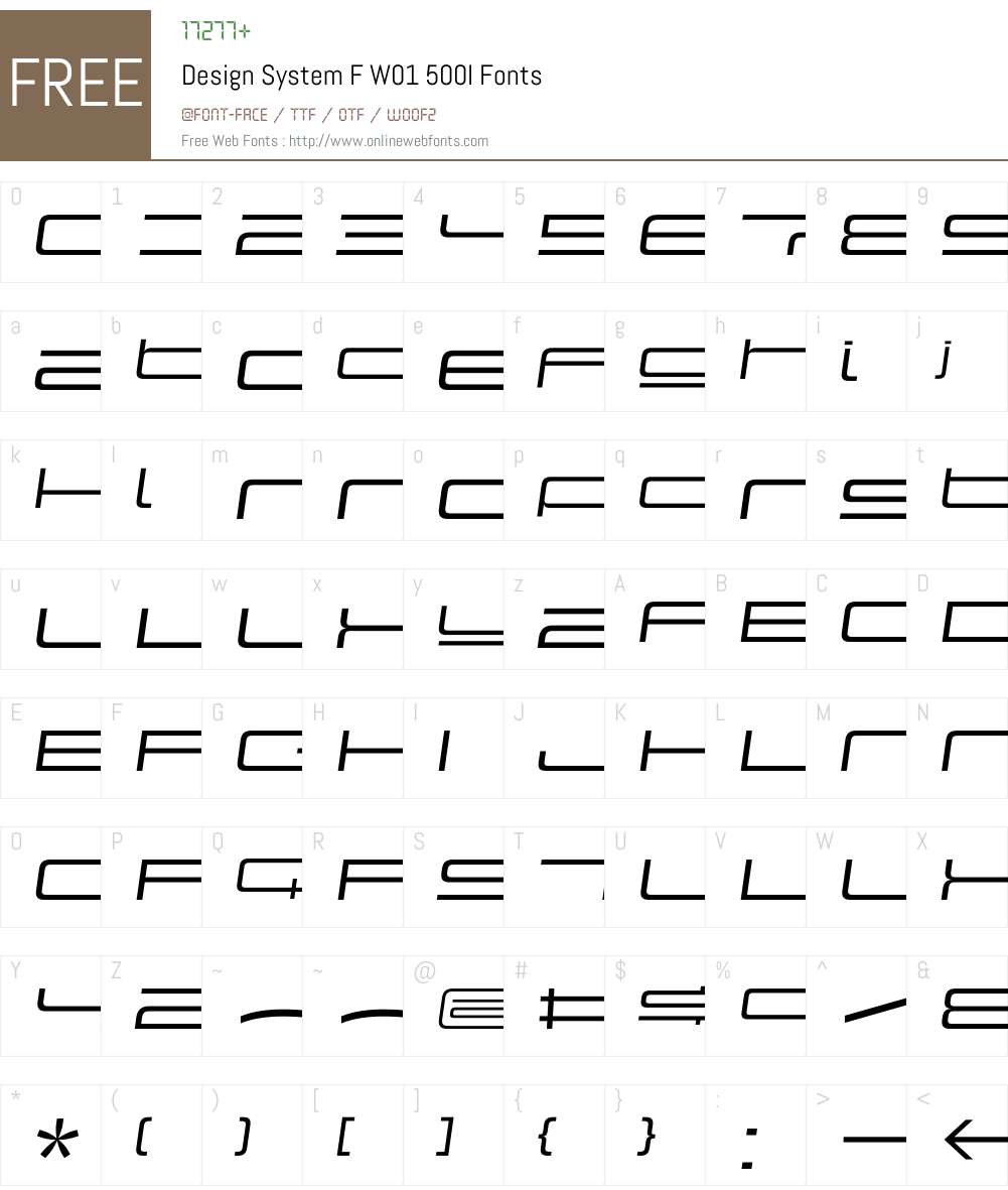 DesignSystemFW01-500I Font Screenshots