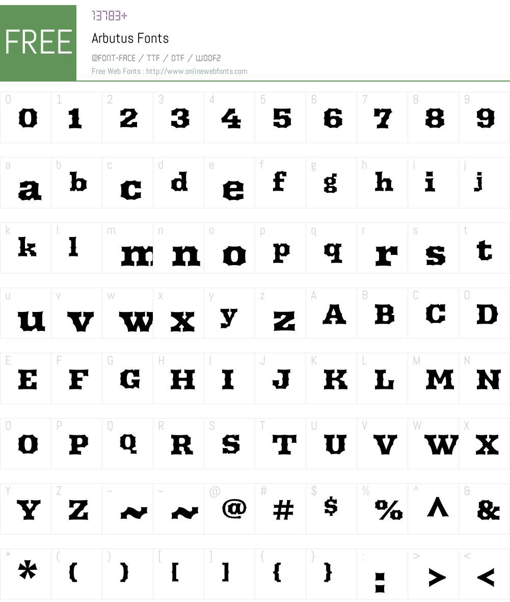 Arbutus Font Screenshots