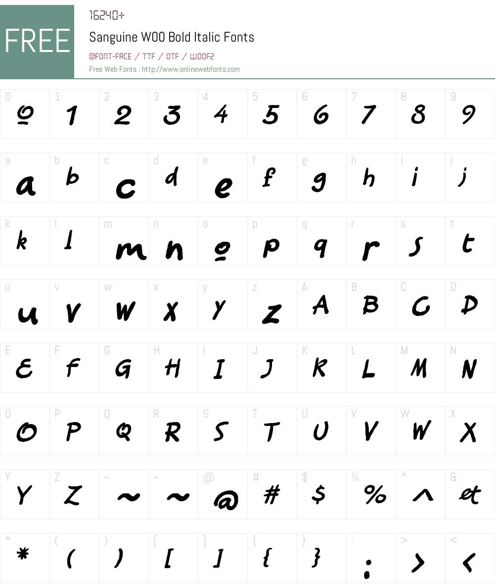 SanguineW00-BoldItalic Font Screenshots