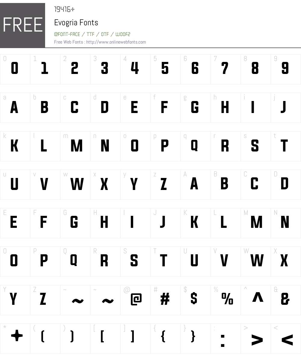 Evogria Font Screenshots