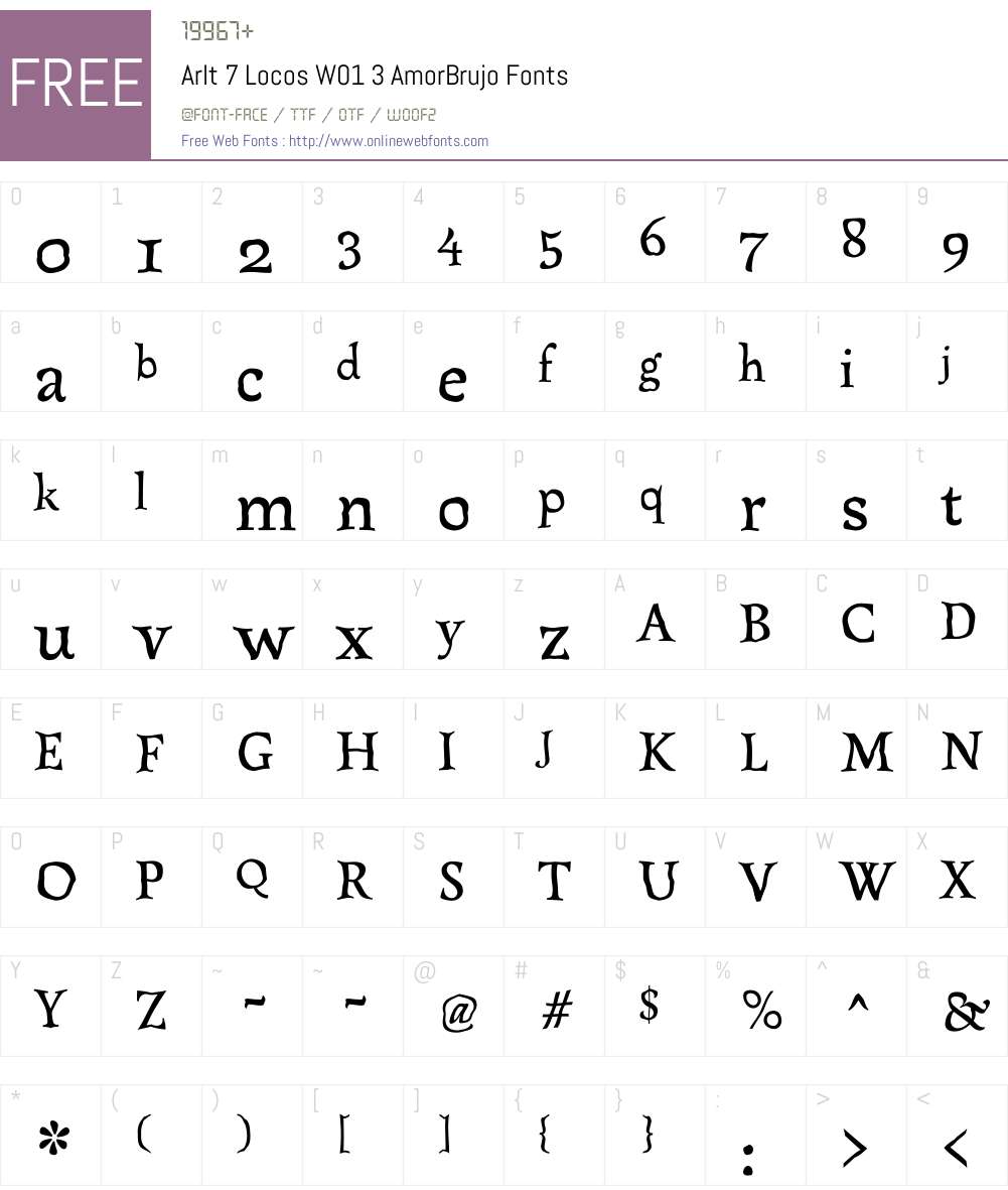 Arlt7LocosW01-3AmorBrujo Font Screenshots