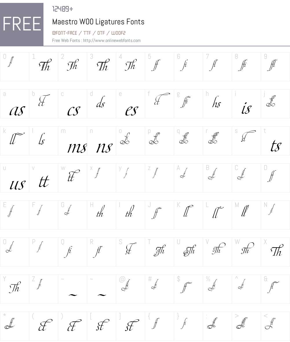 MaestroW00-Ligatures Font Screenshots