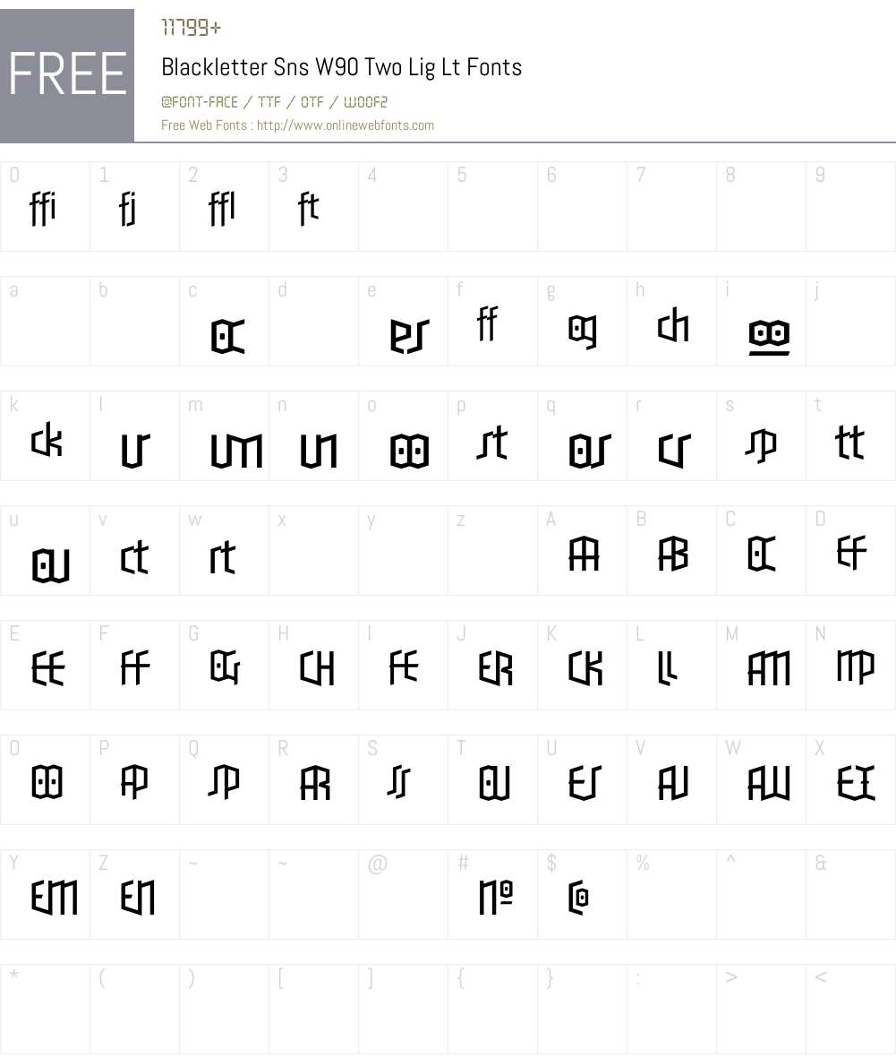 BlackletterSnsW90-TwoLigLt Font Screenshots