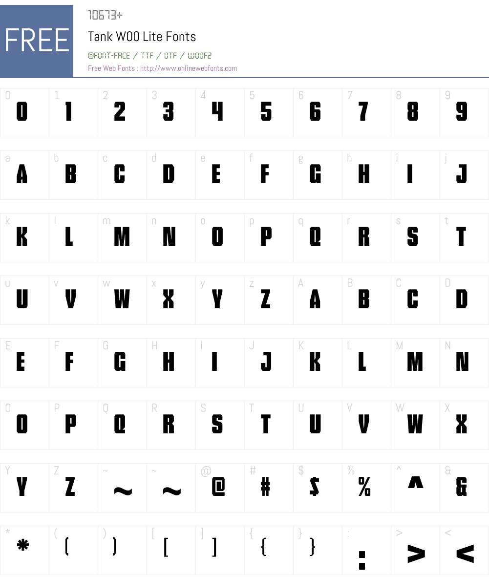 TankW00-Lite Font Screenshots