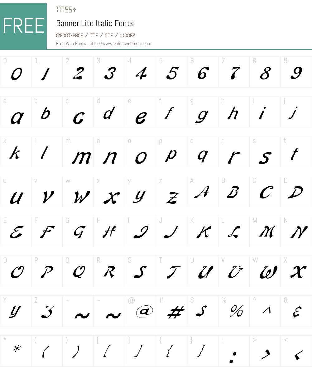 Banner Lite Font Screenshots