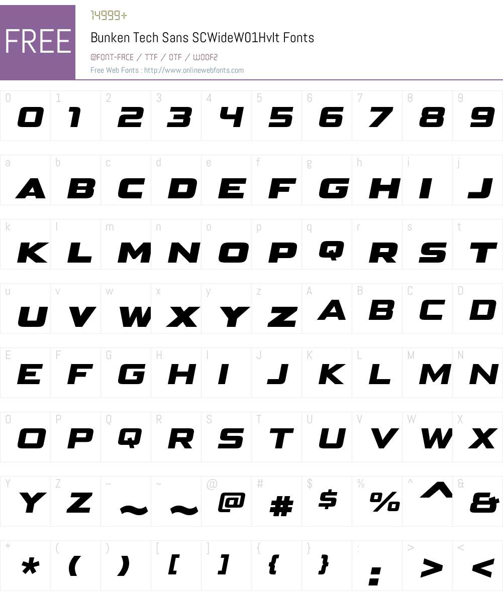 BunkenTechSansSCWideW01-HvIt Font Screenshots