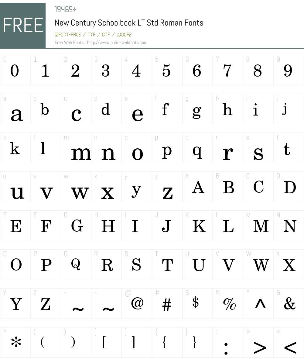 New Century Schoolbook LT Std Font Screenshots