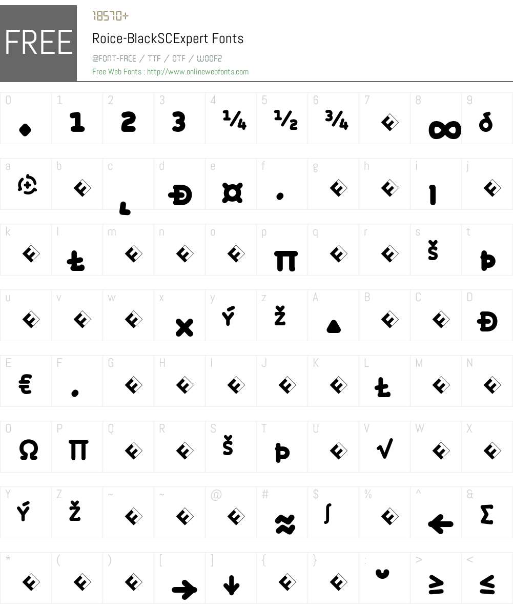 Roice-BlackSCExpert Font Screenshots