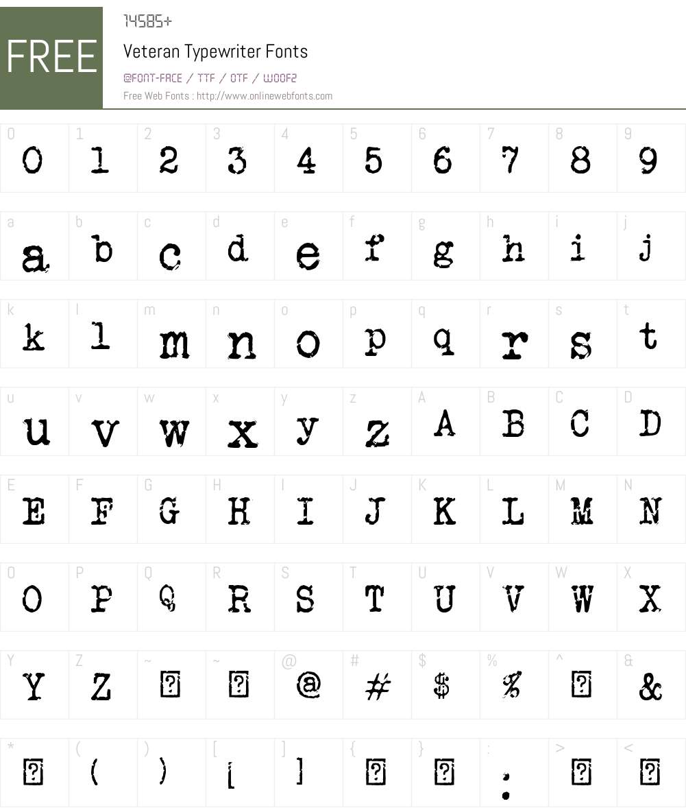 Veteran Typewriter Font Screenshots