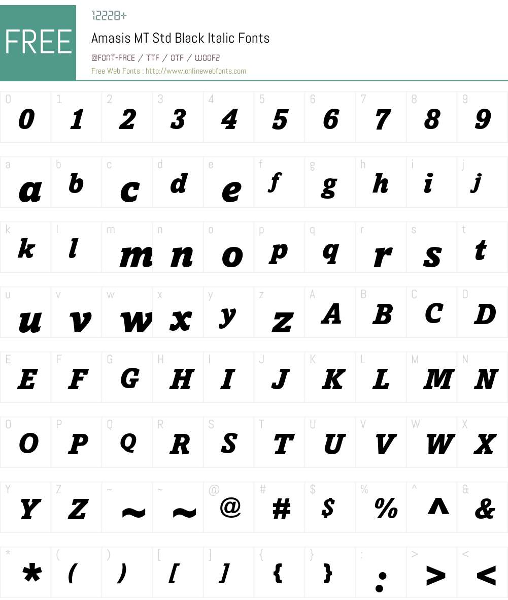 Amasis MT Std Font Screenshots