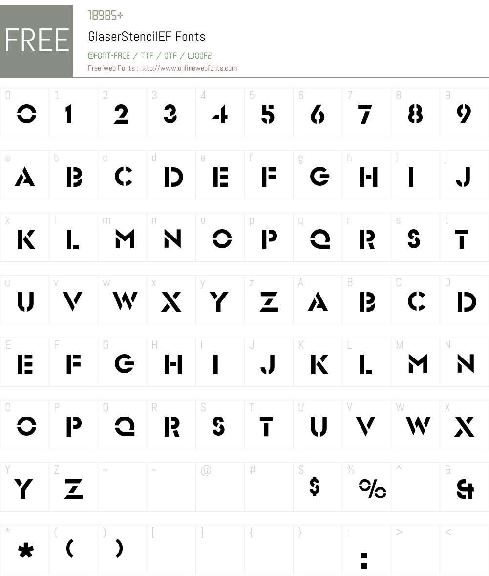 GlaserStencilEF Font Screenshots