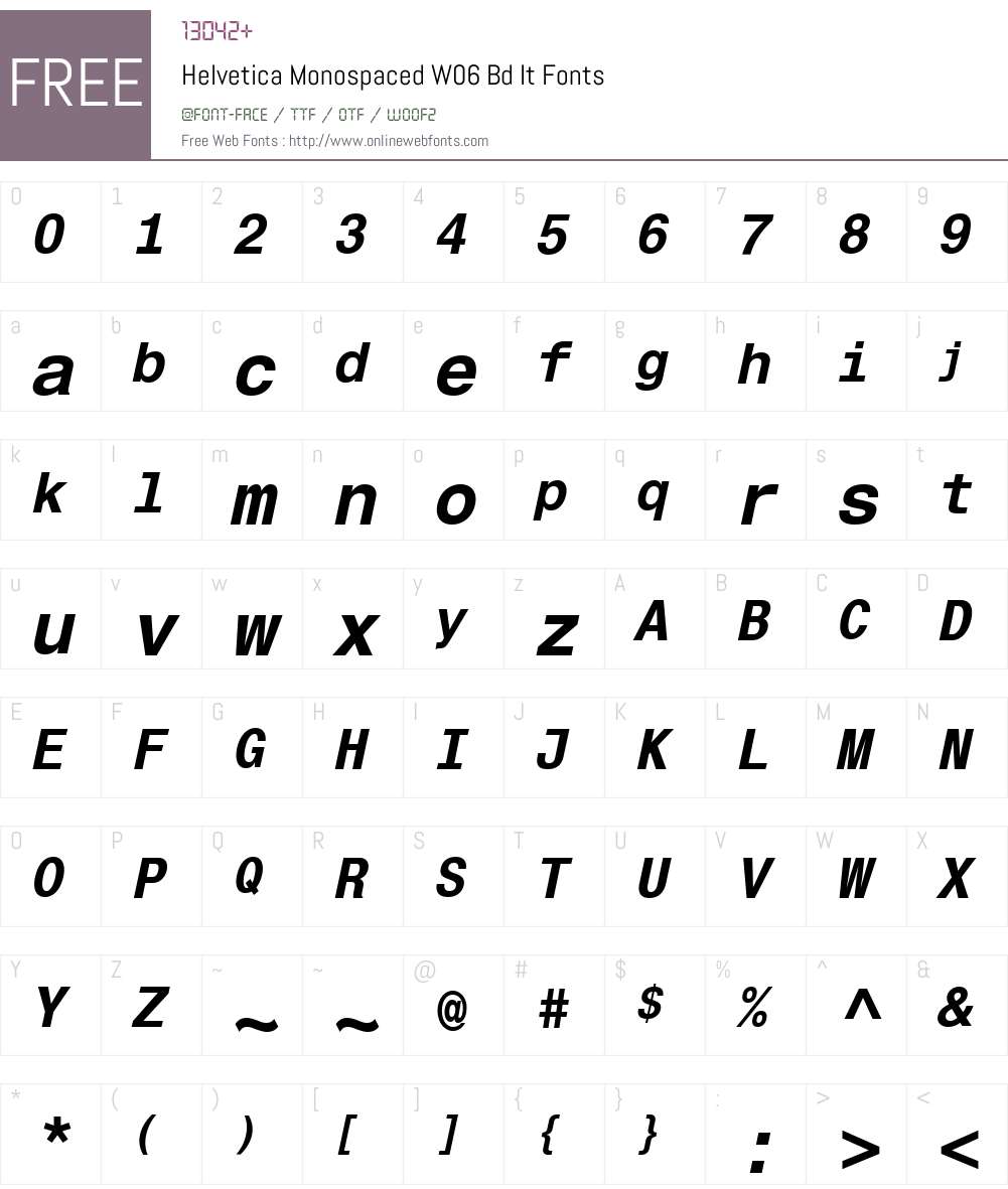 Helvetica Monospaced Font Screenshots