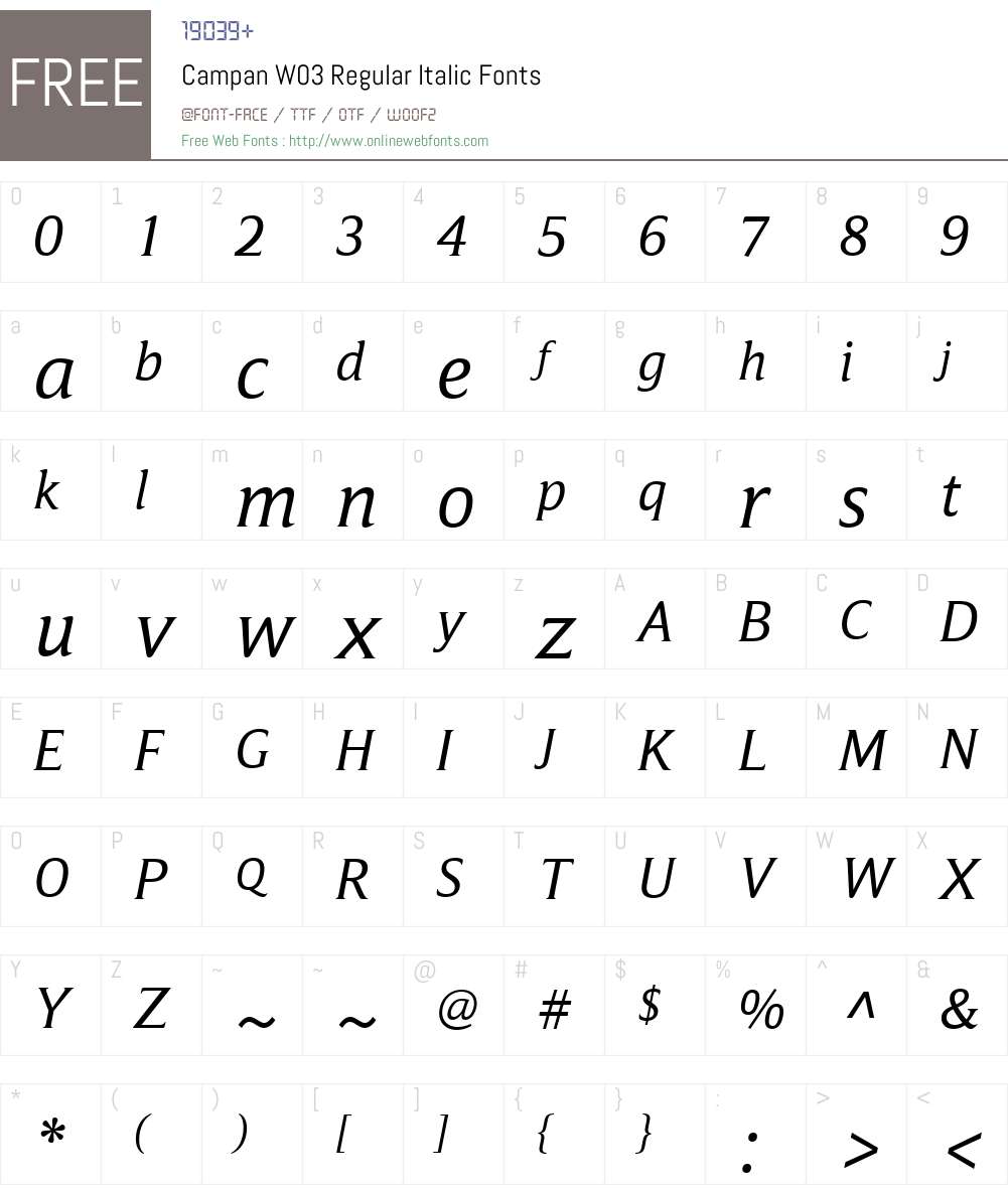Campan Font Screenshots