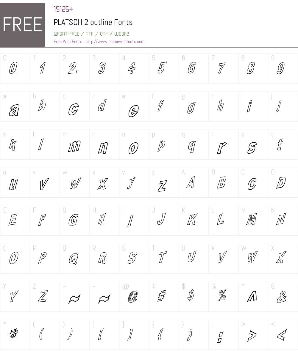 PLATSCH 2 outline Font Screenshots