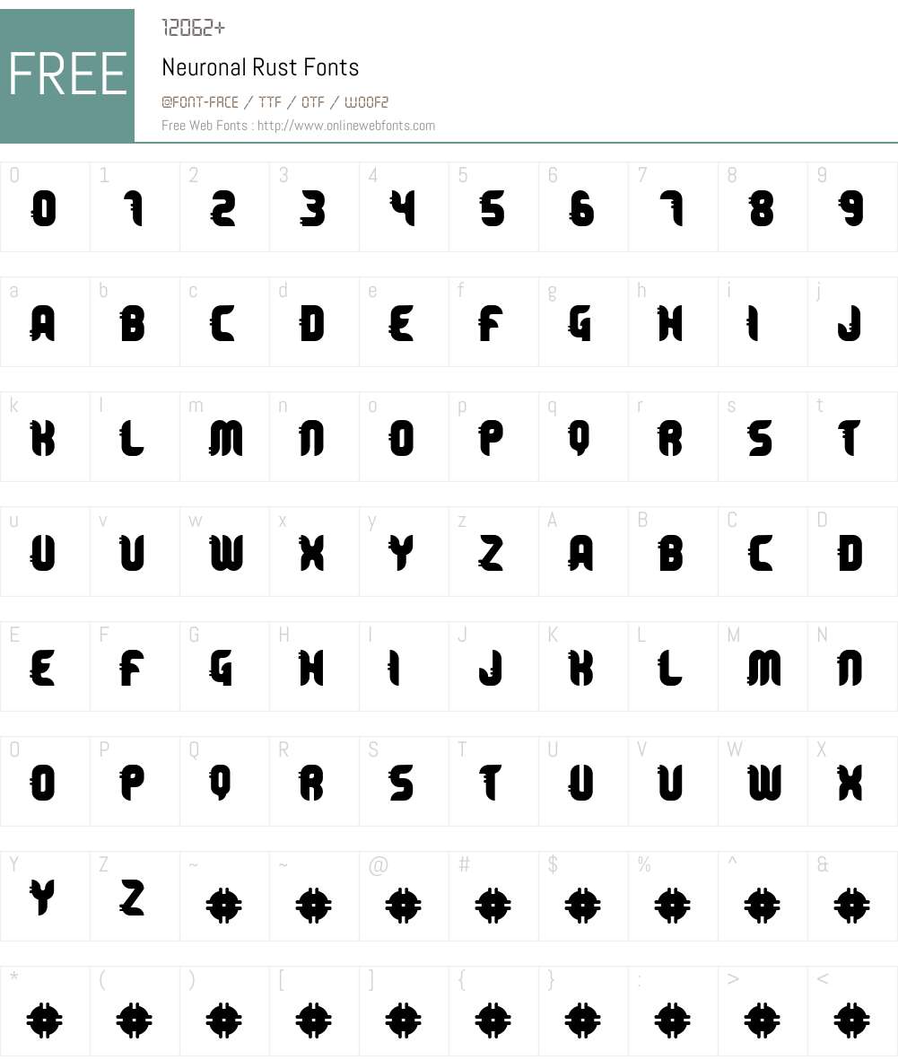Neuronal Rust Font Screenshots