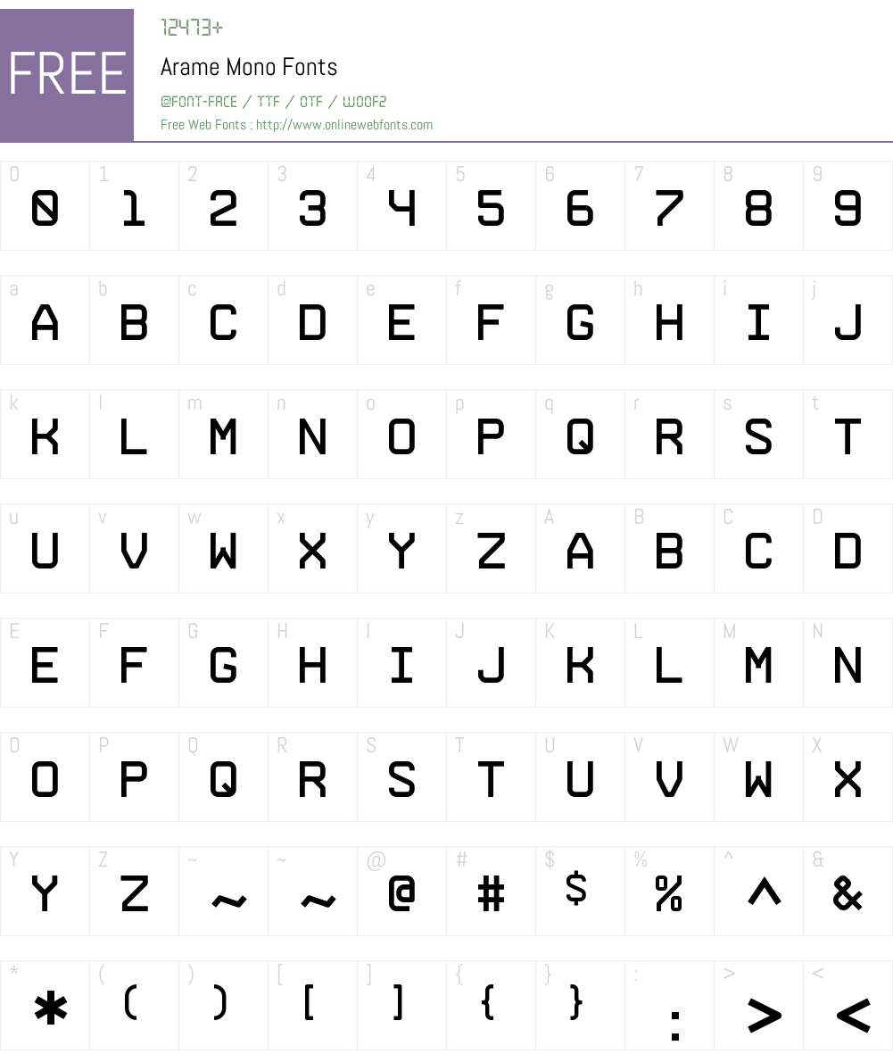 Arame Mono Font Screenshots