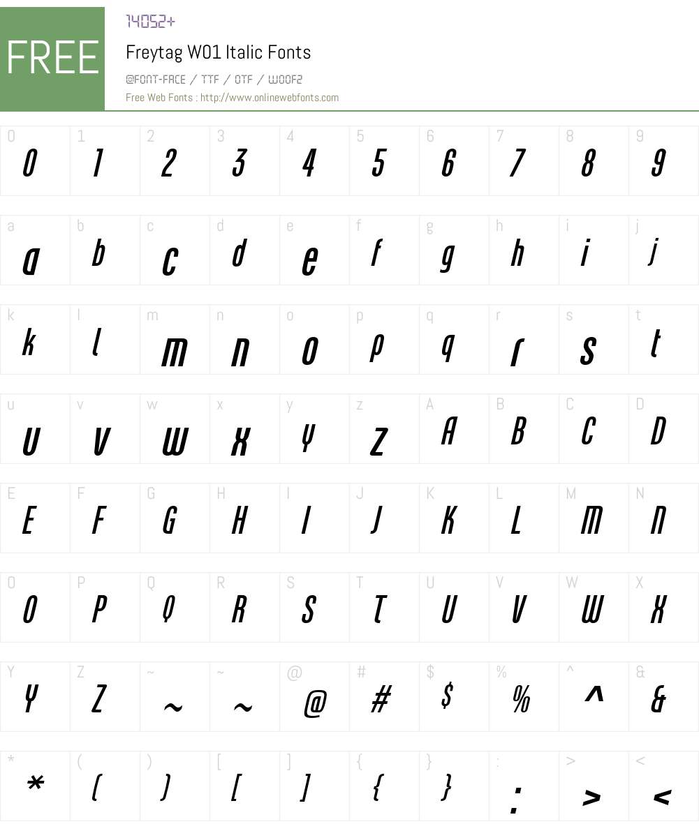 FreytagW01-Italic Font Screenshots
