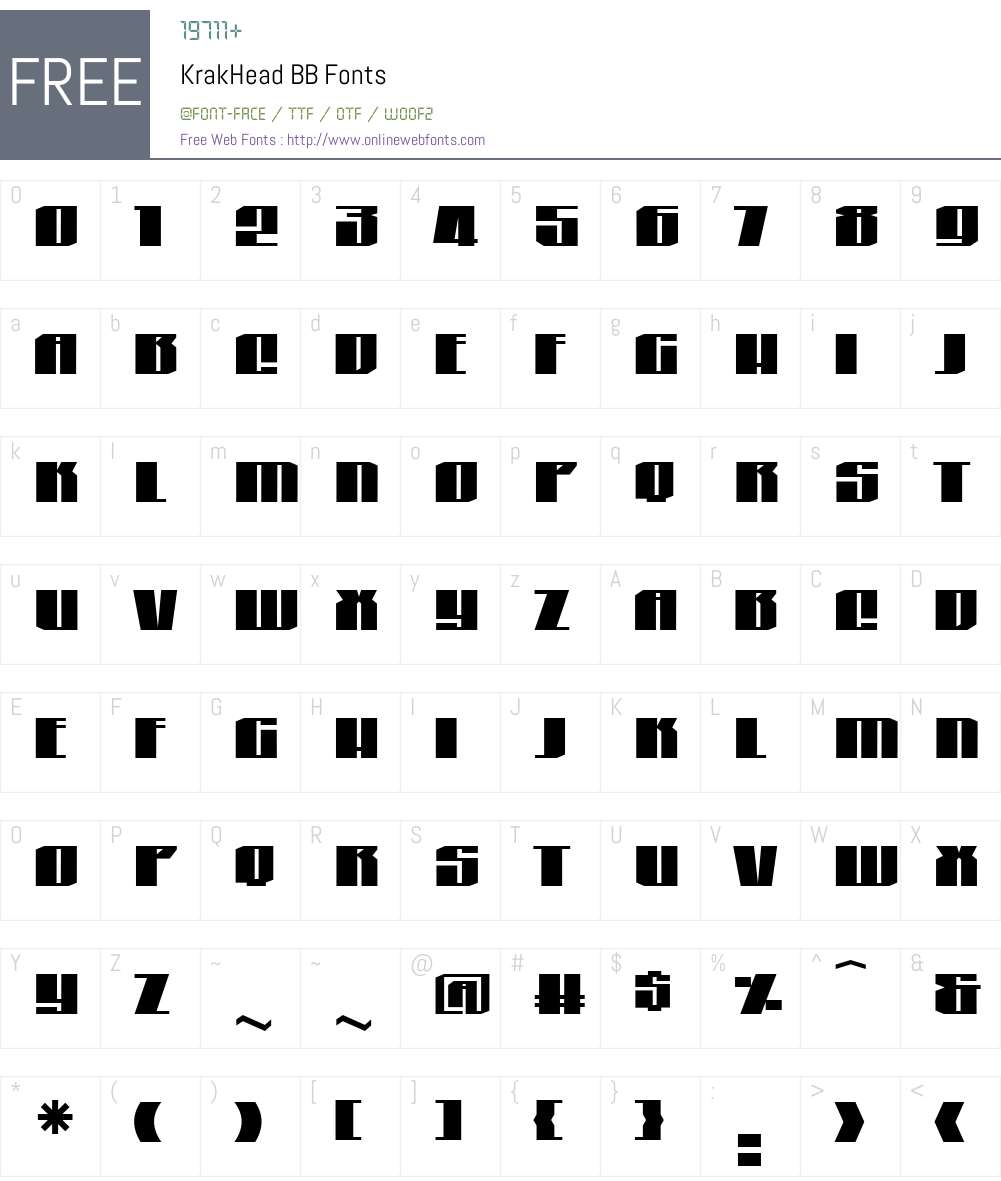 KrakHeadBB Font Screenshots