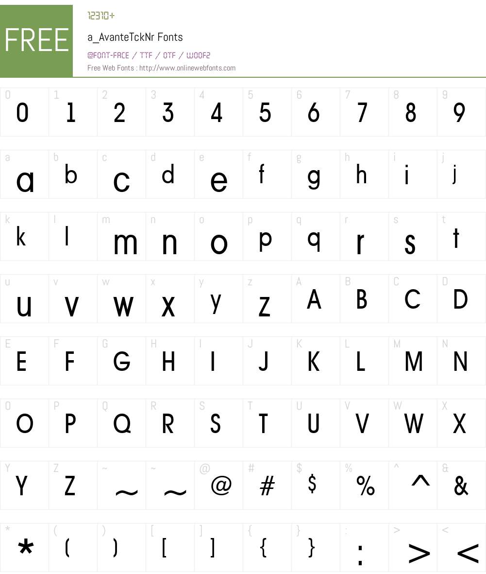 a_AvanteTckNr Font Screenshots