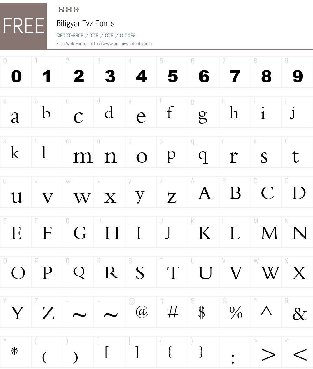 Biligyar Tvz Font Screenshots