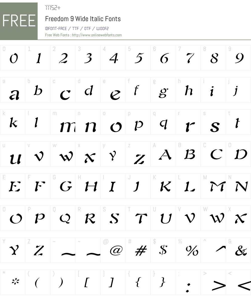 Freedom 9 Wide Font Screenshots