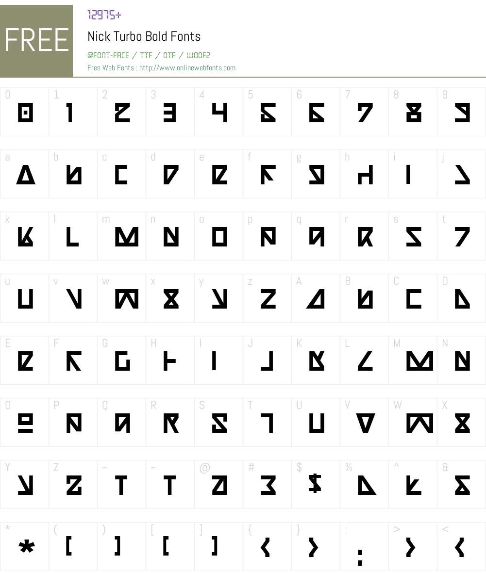 Nick Turbo Bold Font Screenshots