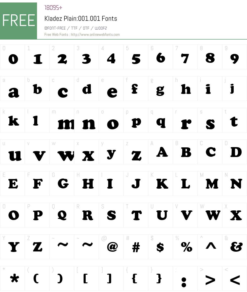 Kladez Font Screenshots