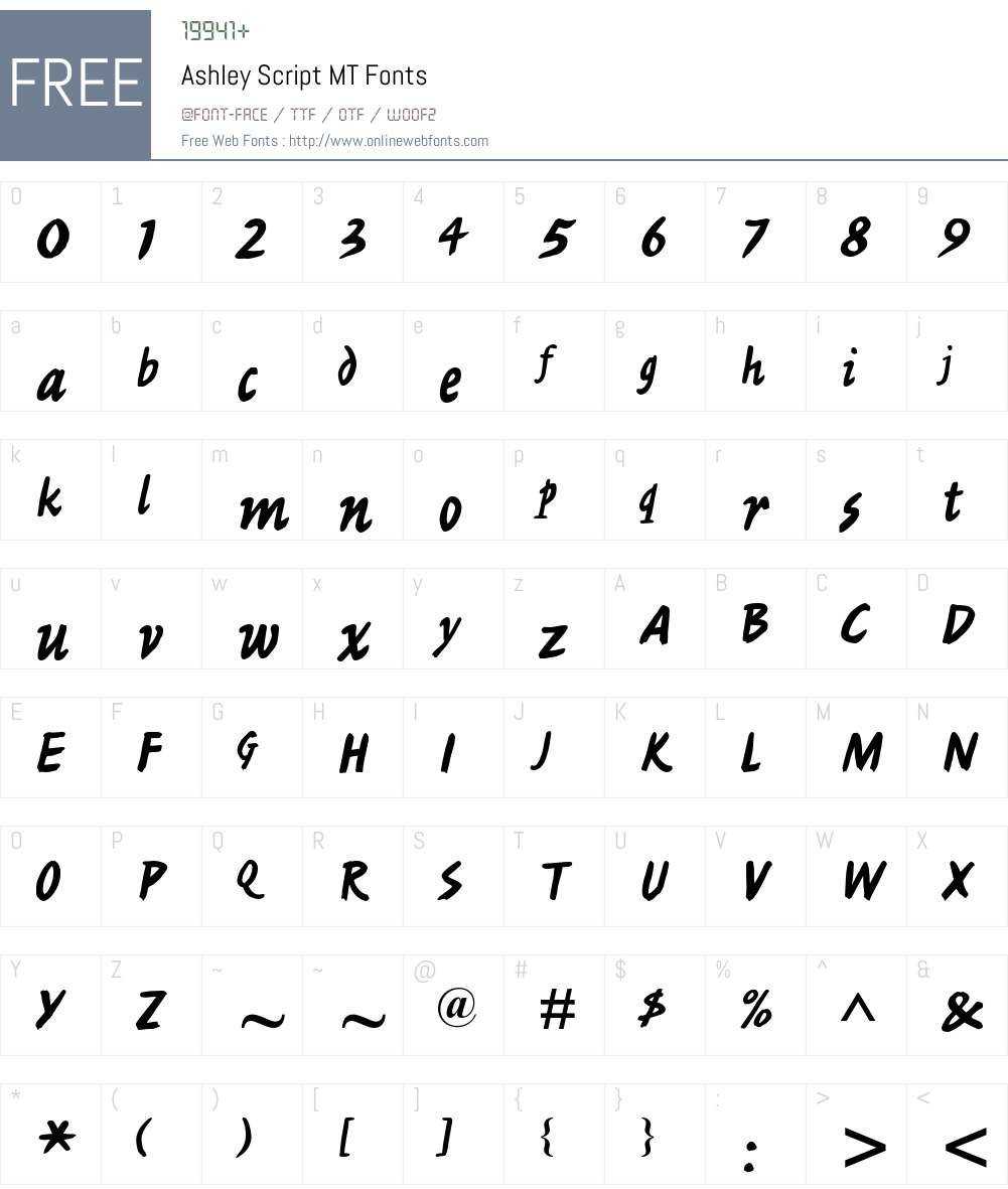 Ashley Script MT Font Screenshots