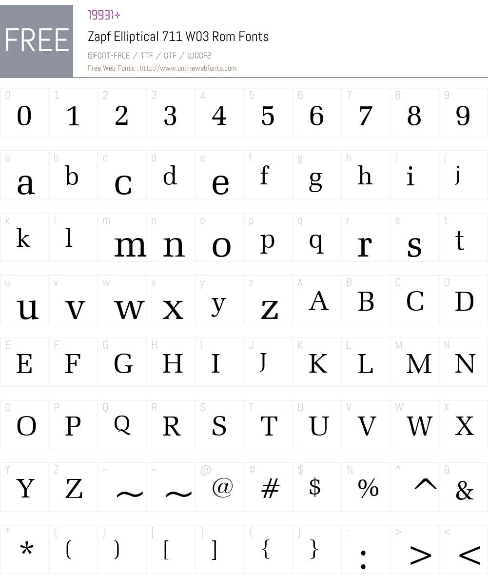 ZapfElliptical711W03-Rom Font Screenshots