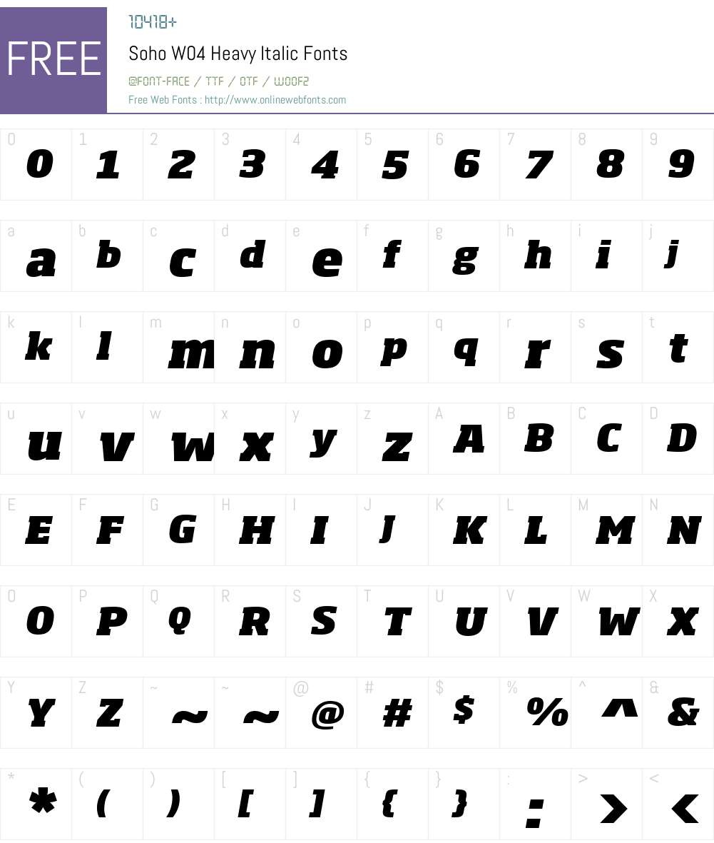 Soho Font Screenshots