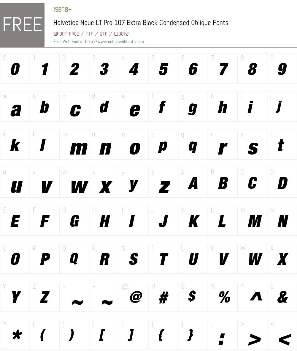 Helvetica Neue LT Pro Font Screenshots
