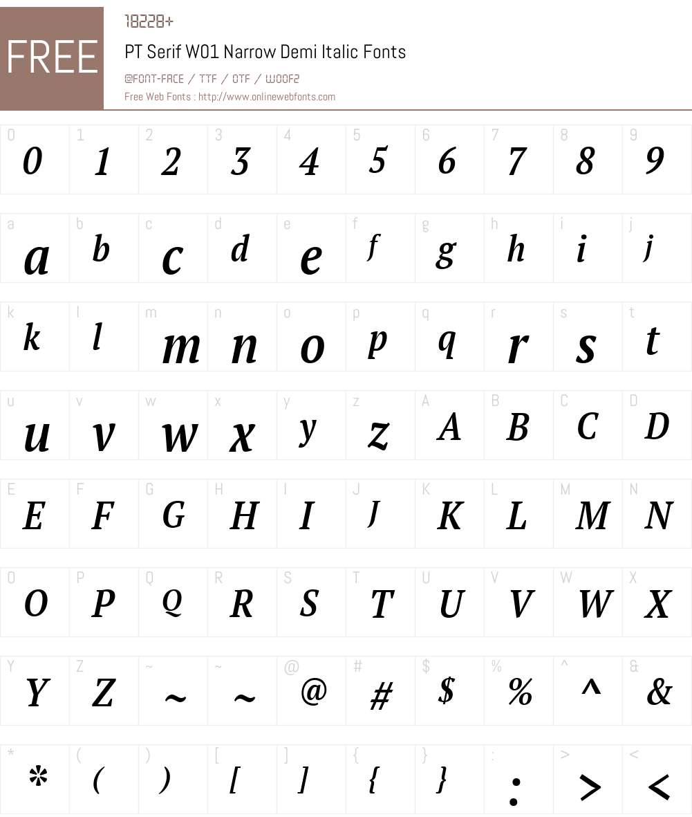 PTSerifW01-NarrowDemiItalic Font Screenshots