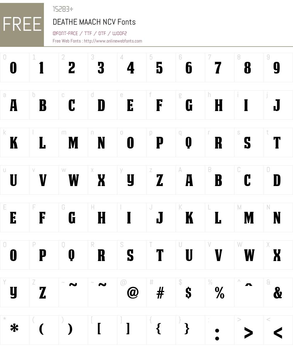 DEATHE MAACH NCV Font Screenshots