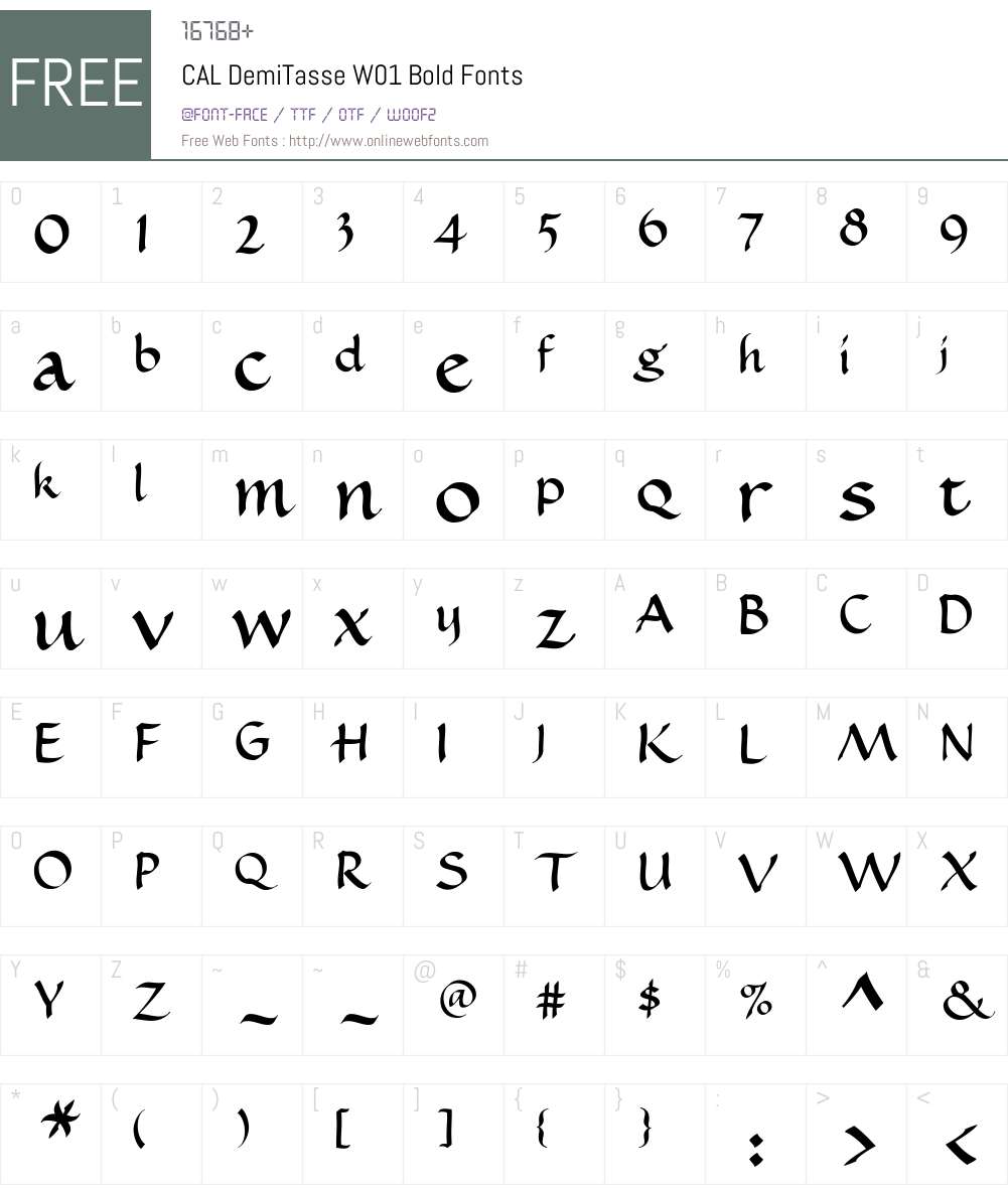 CALDemiTasseW01-Bold Font Screenshots