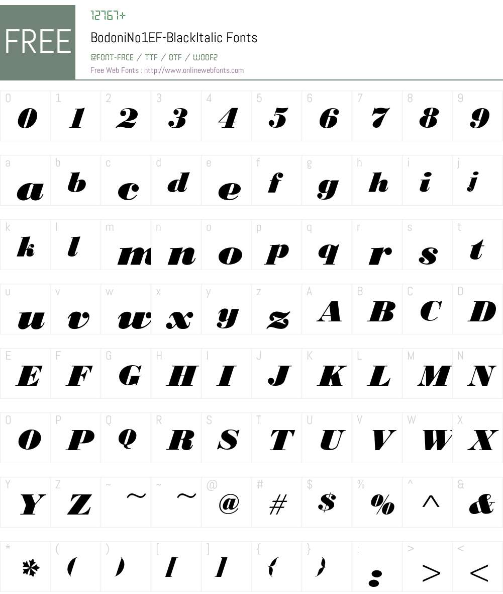 BodoniNo1EF Font Screenshots