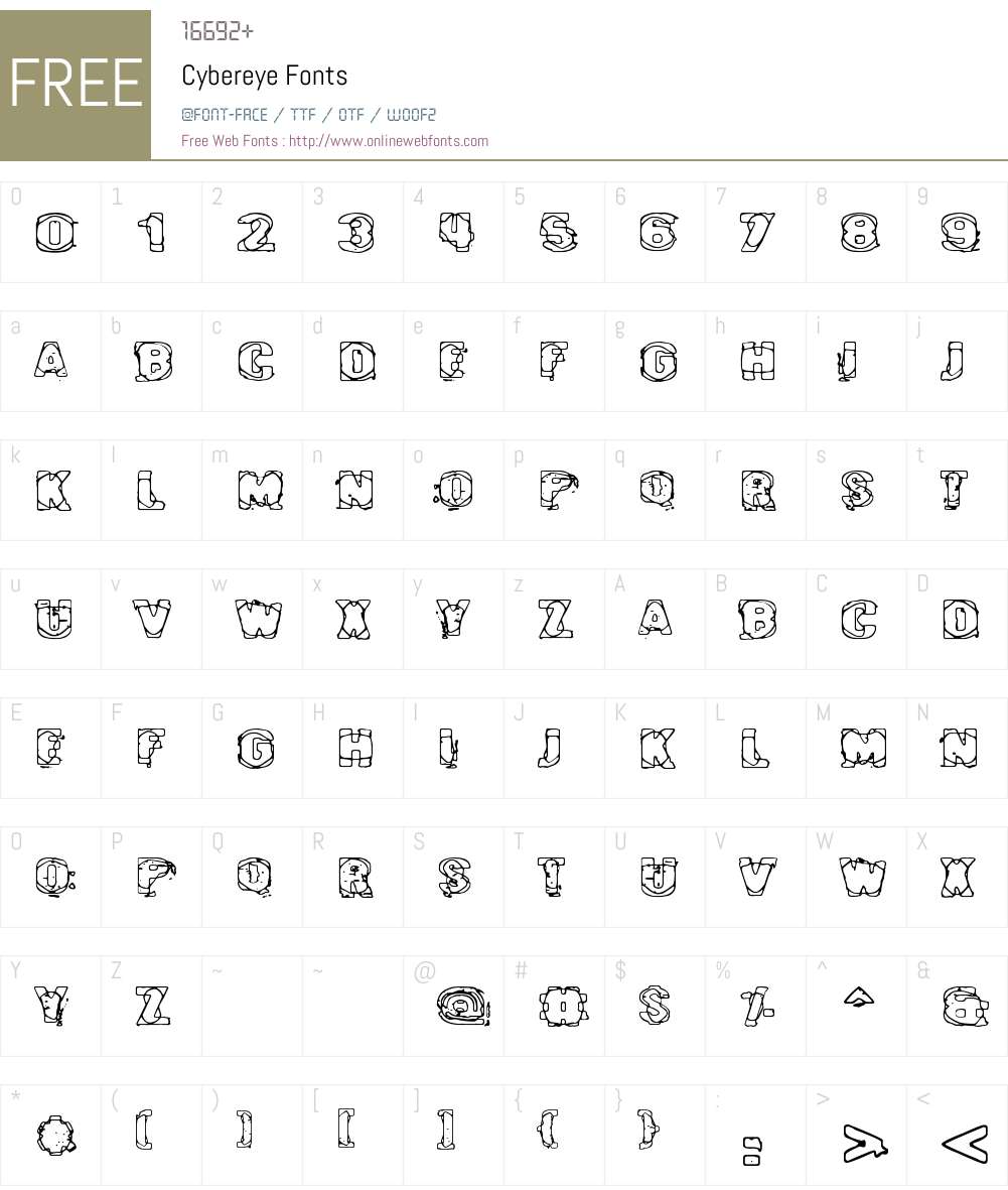 Cybereye Font Screenshots