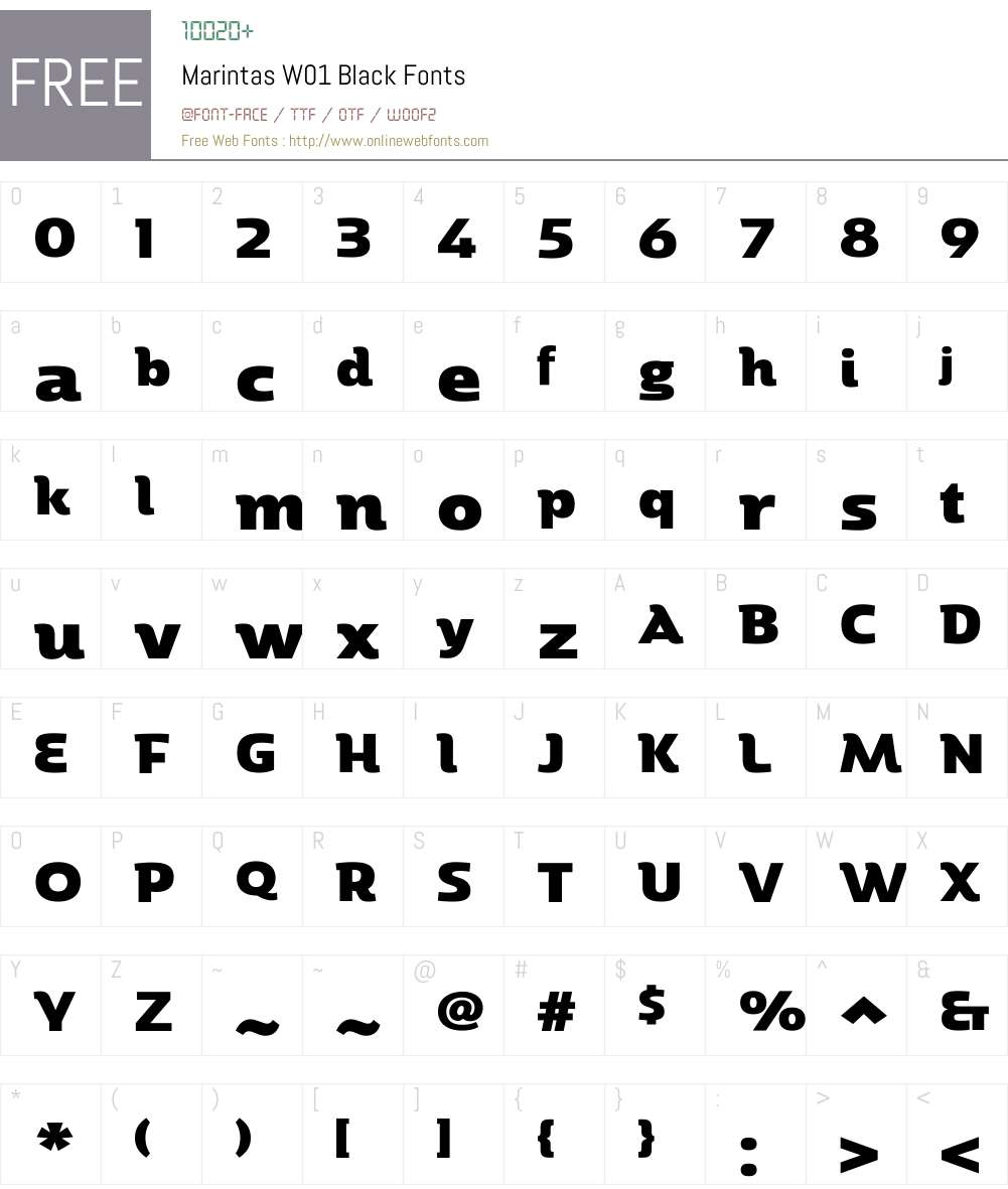 MarintasW01-Black Font Screenshots