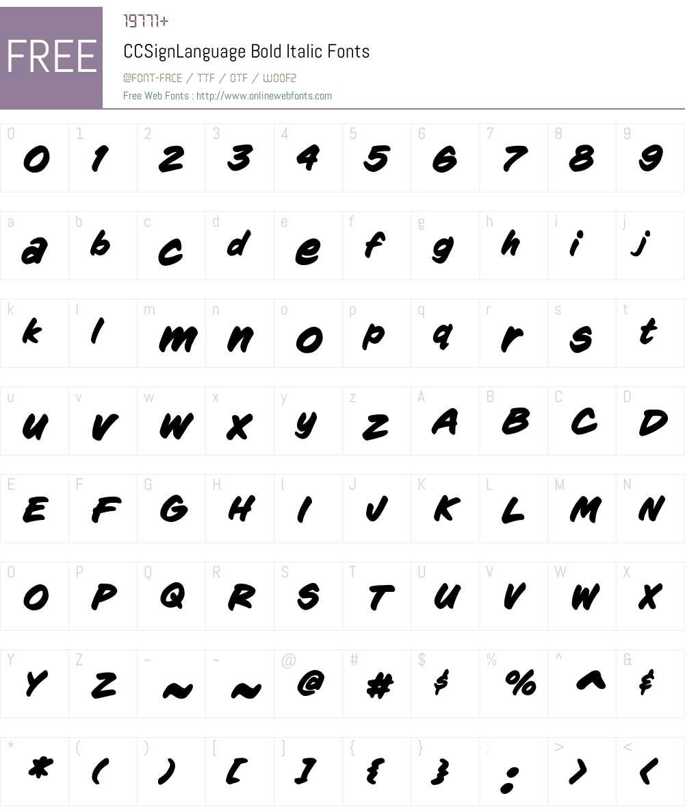 CCSignLanguage-BoldItalic Font Screenshots