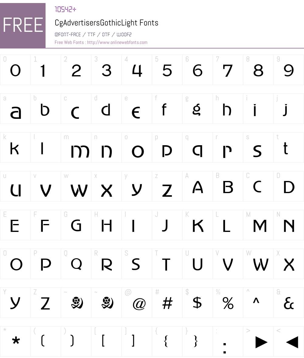 CgAdvertisersGothicLight Font Screenshots