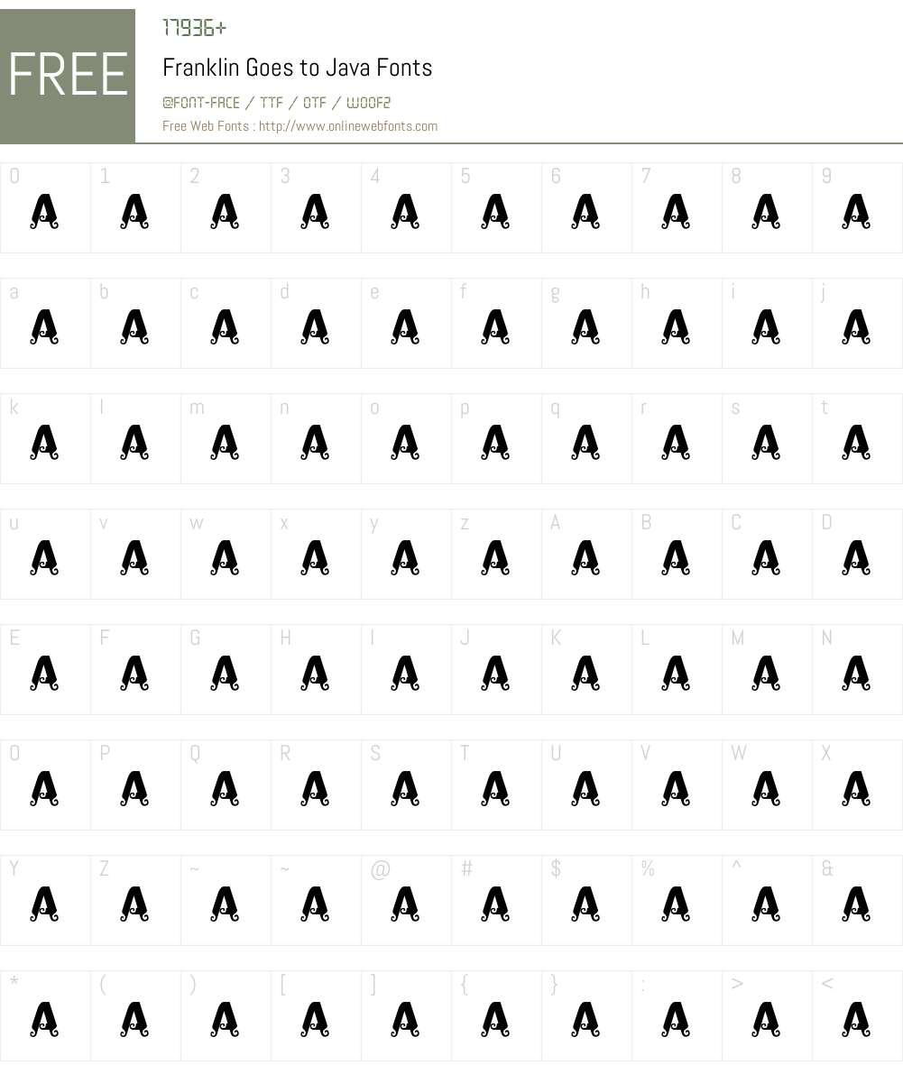 Franklin Goes to Java Font Screenshots