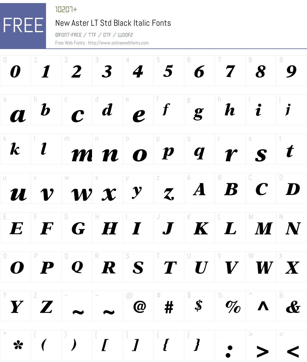 New Aster LT Std Font Screenshots