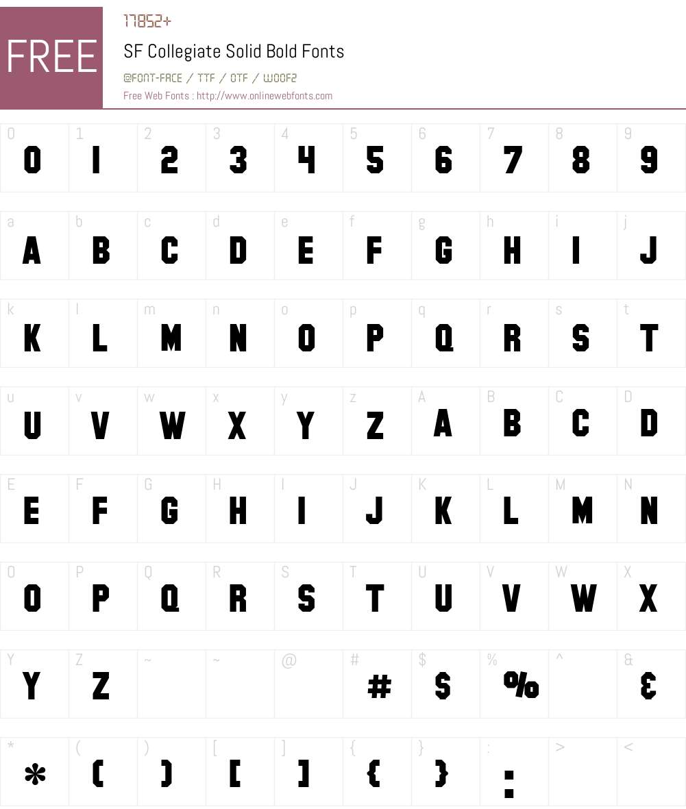 SF Collegiate Solid Font Screenshots
