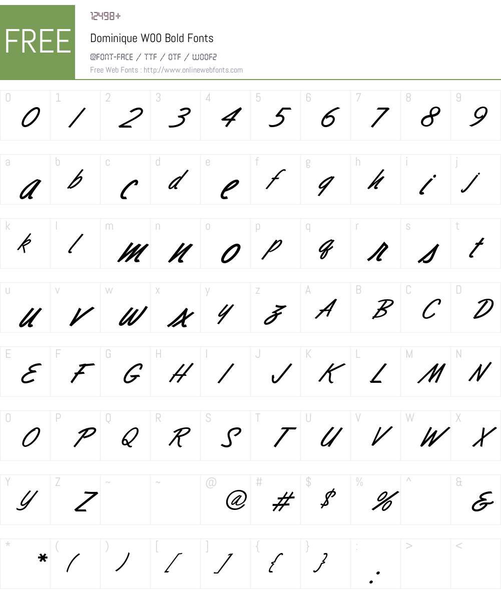 DominiqueW00-Bold Font Screenshots