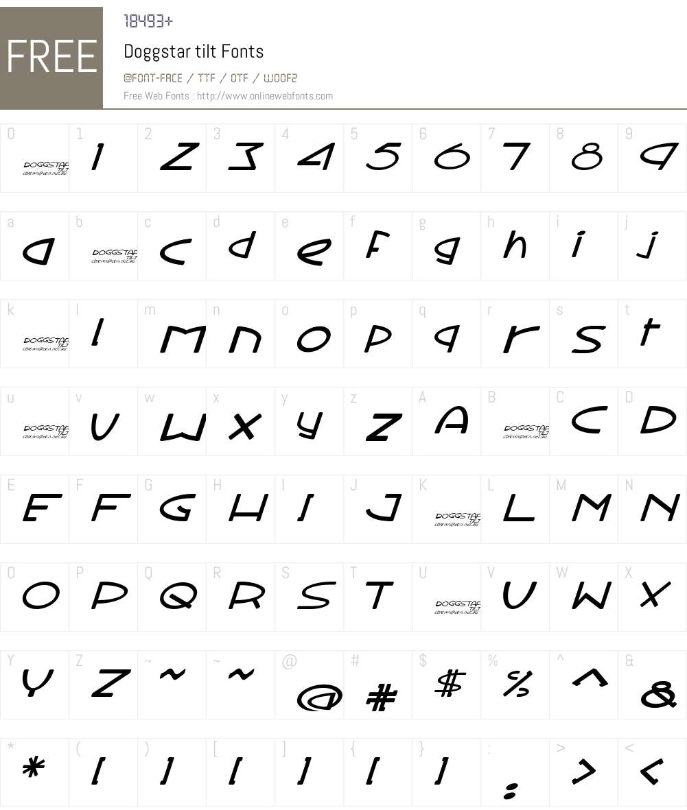 Doggstar tilt Font Screenshots