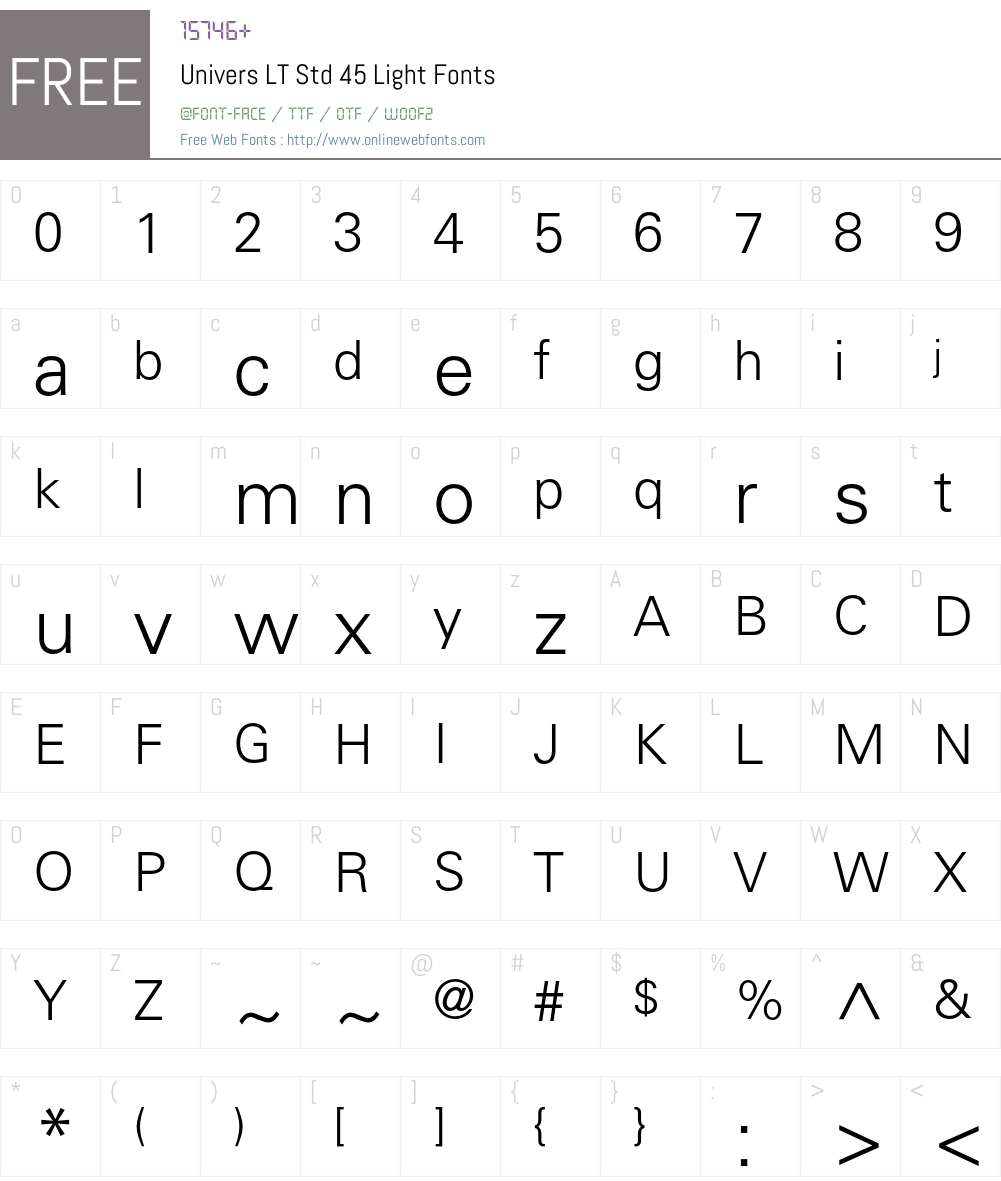 Univers LT Std Font Screenshots