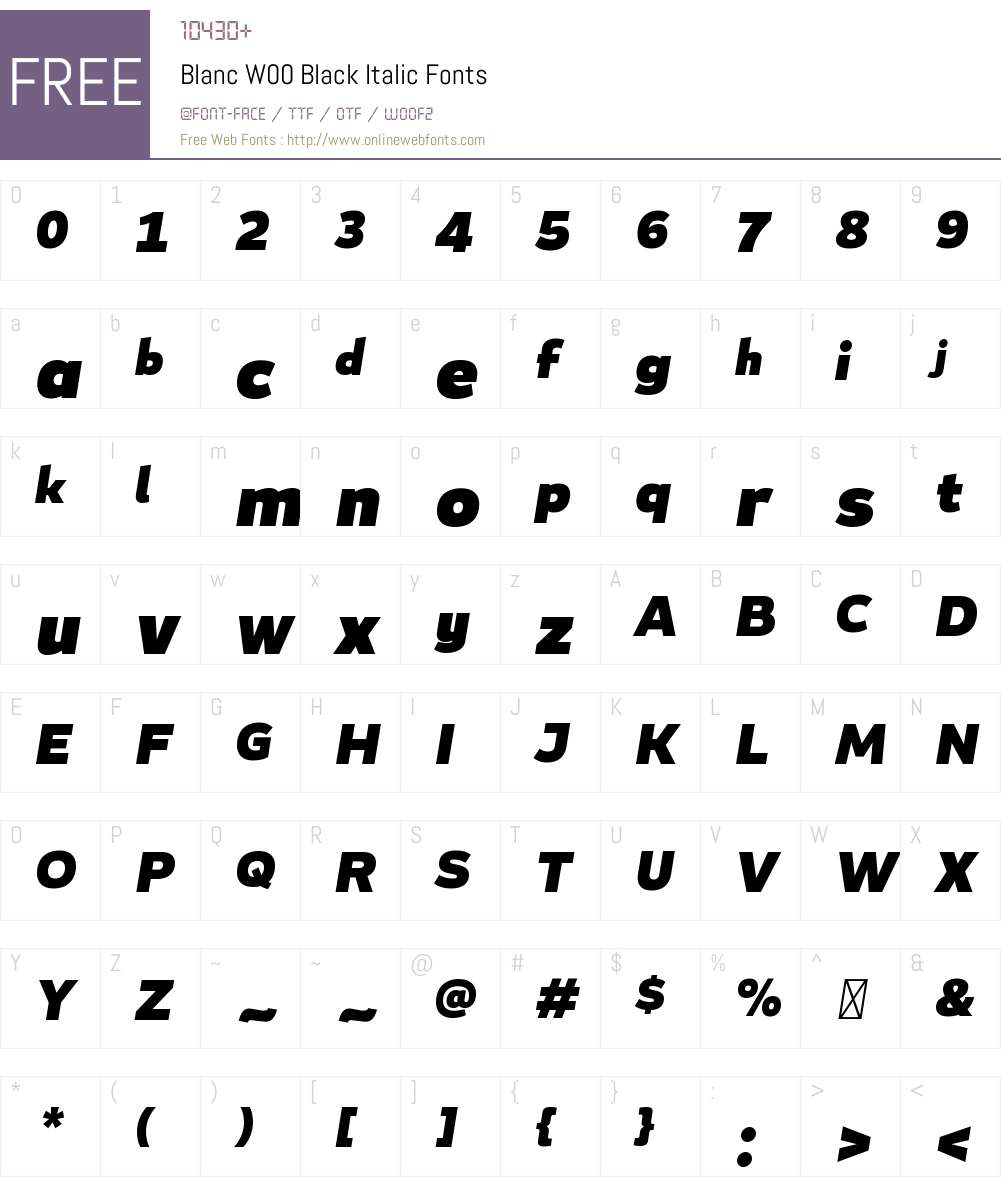 BlancW00-BlackItalic Font Screenshots