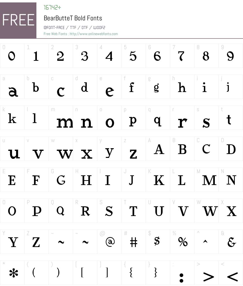 BearButteT Font Screenshots