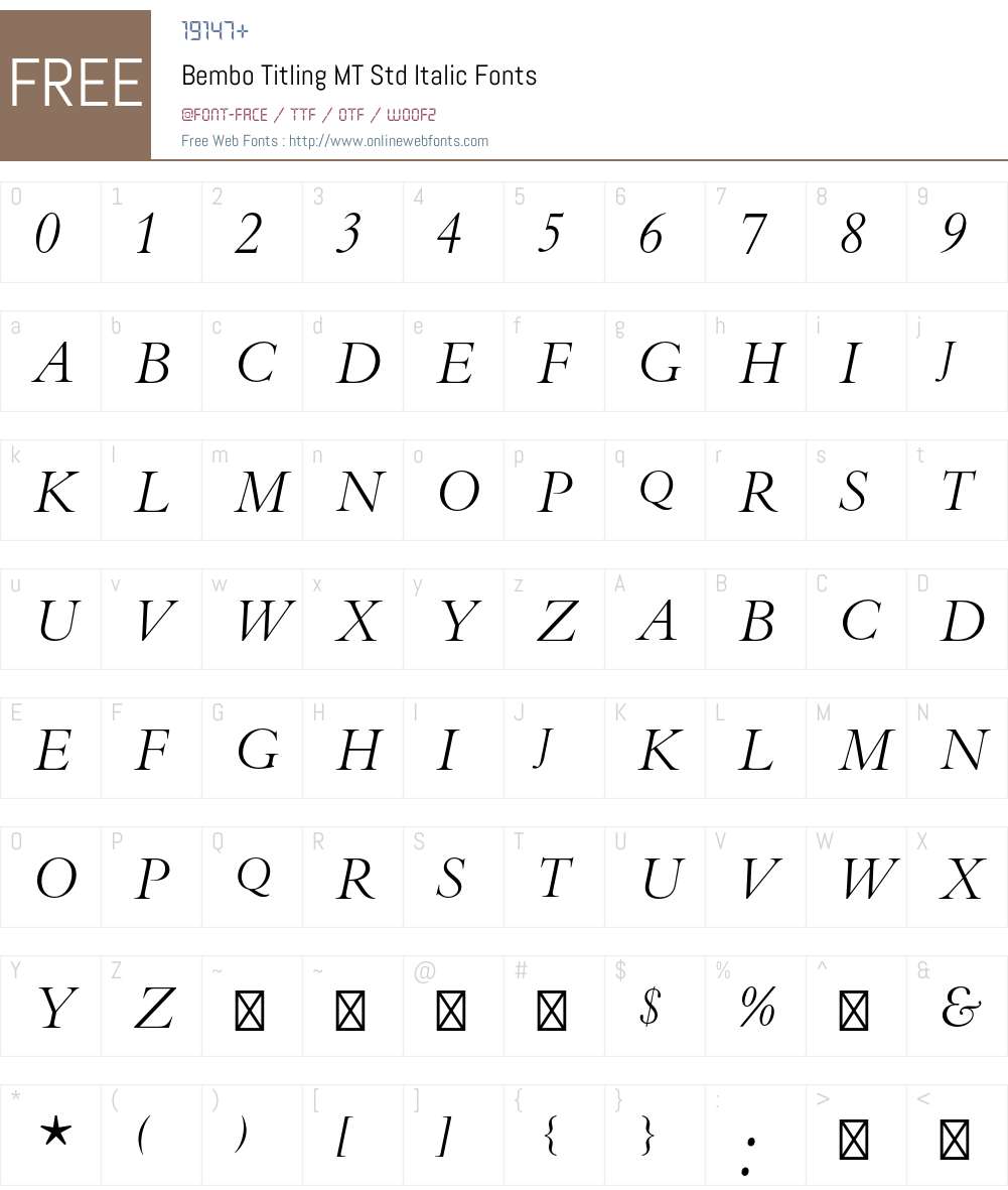 Bembo Titling MT Std Font Screenshots